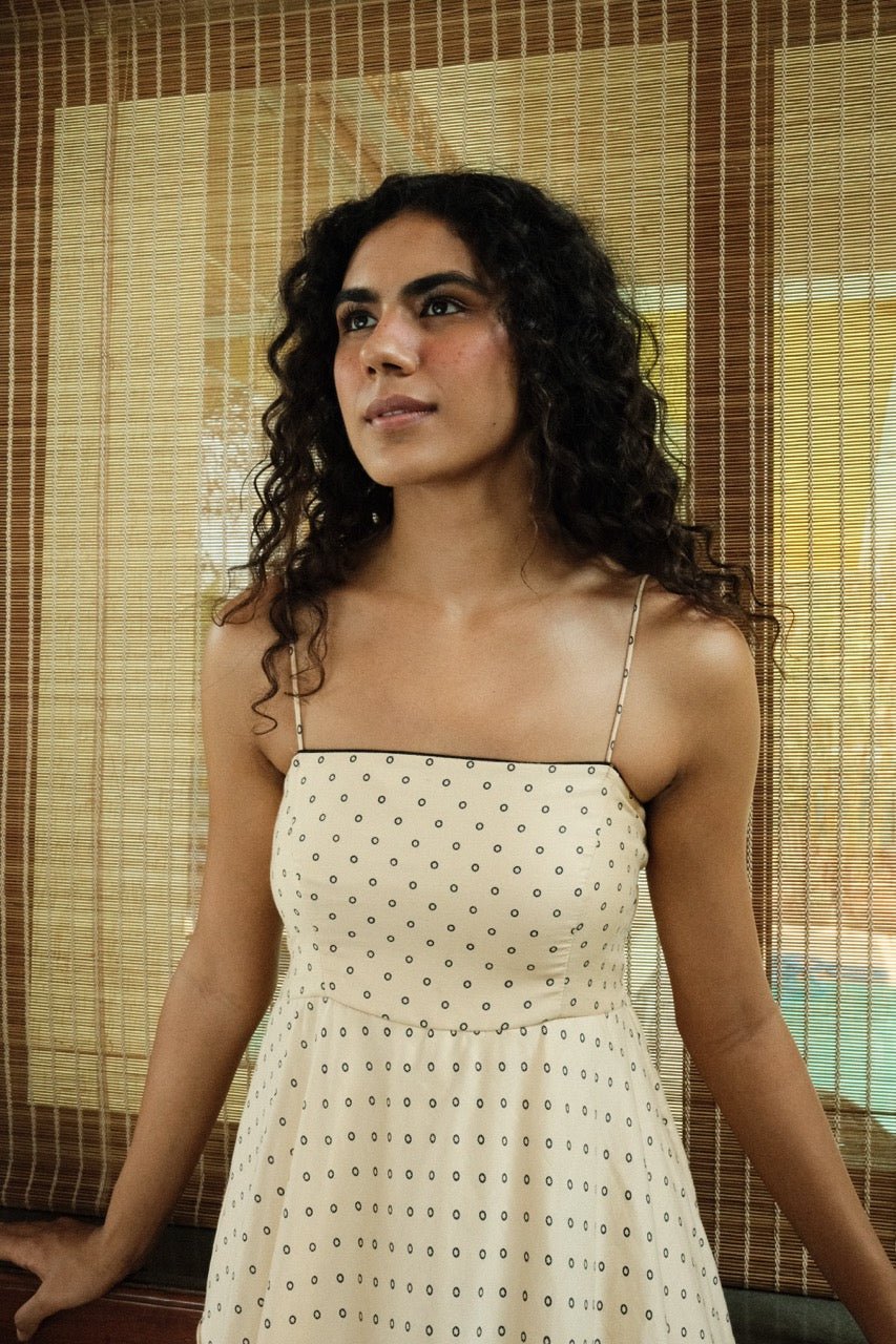 Aria Dress - Polka Printed Long Flared Dress