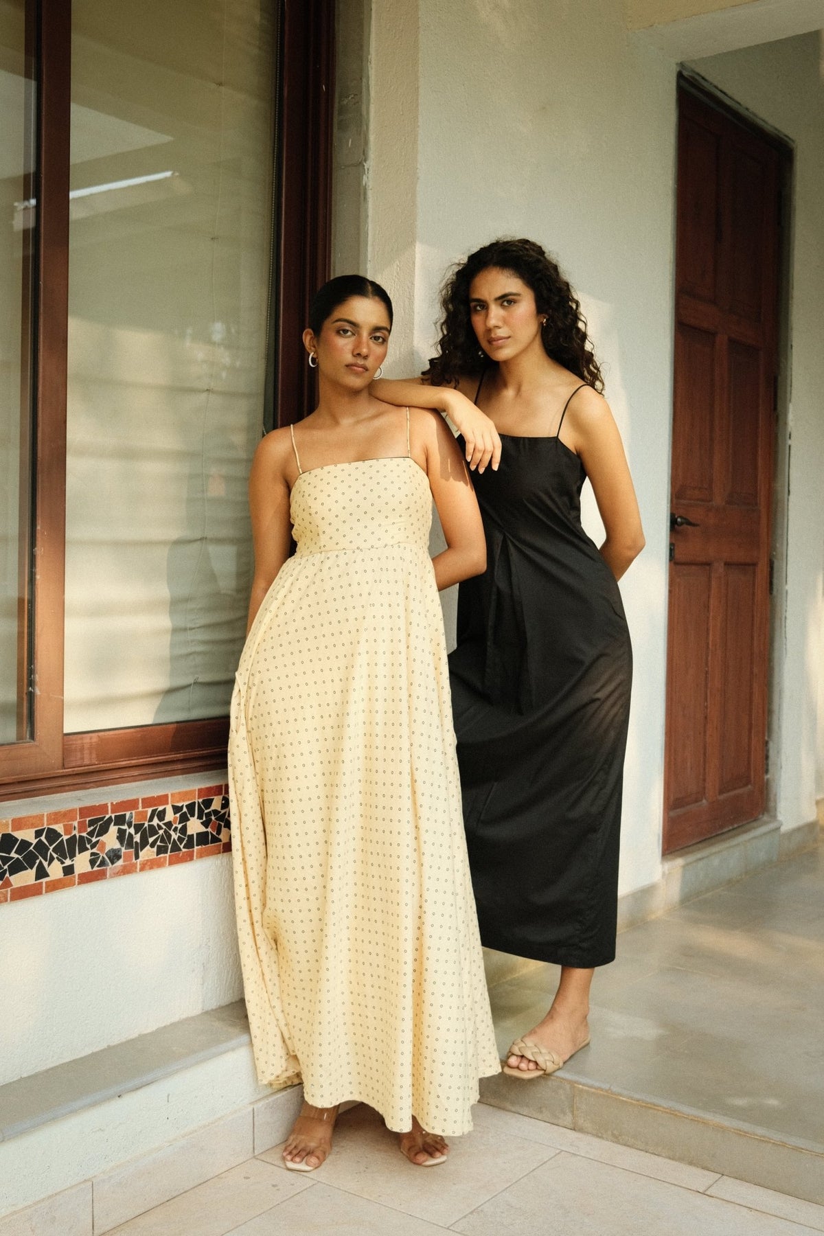 Aria Dress - Polka Printed Long Flared Dress