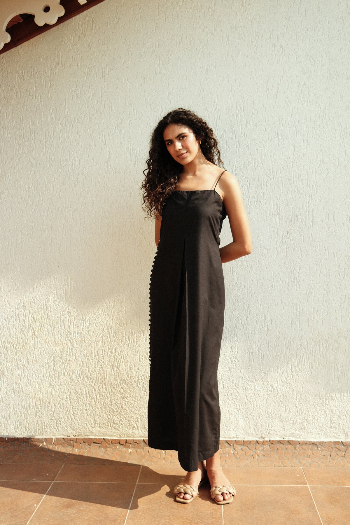 Lana Dress - Black Pleated Long Dress