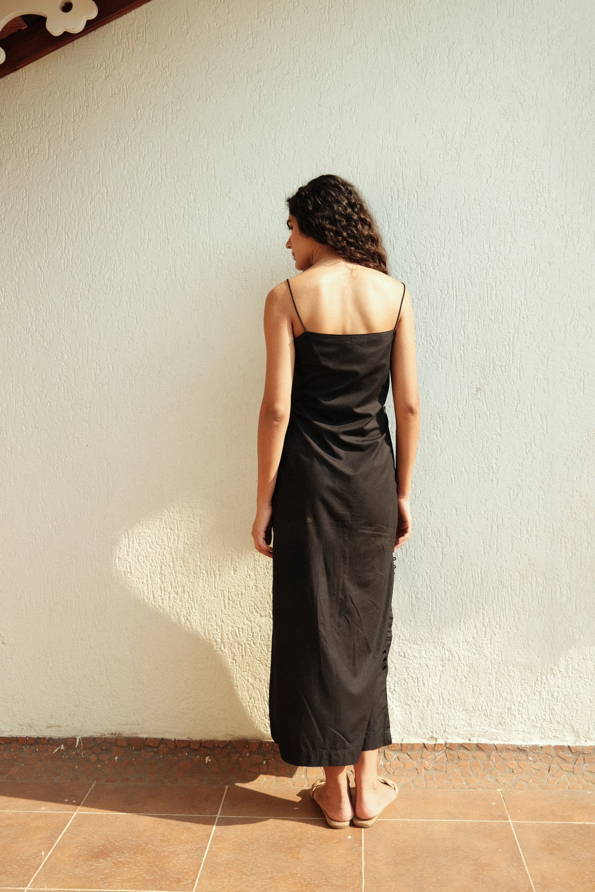 Lana Dress - Black Pleated Long Dress