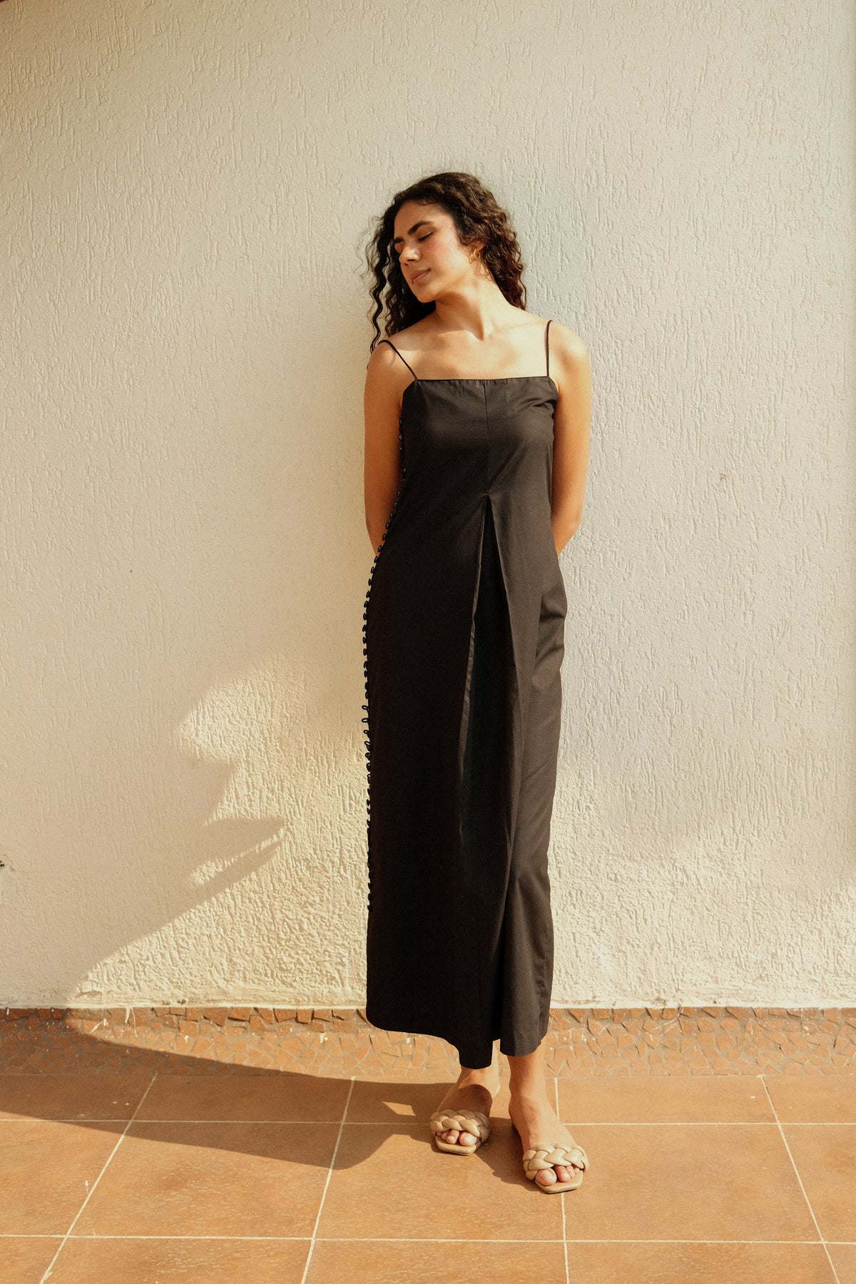 Lana Dress - Black Pleated Long Dress