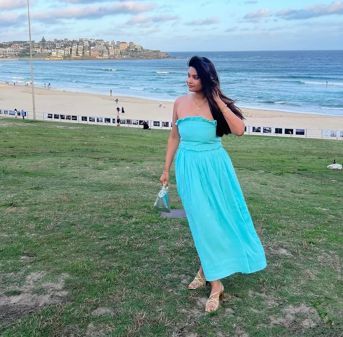 Essie Skirt Set - Aqua Blue Tube Top and Skirt Set