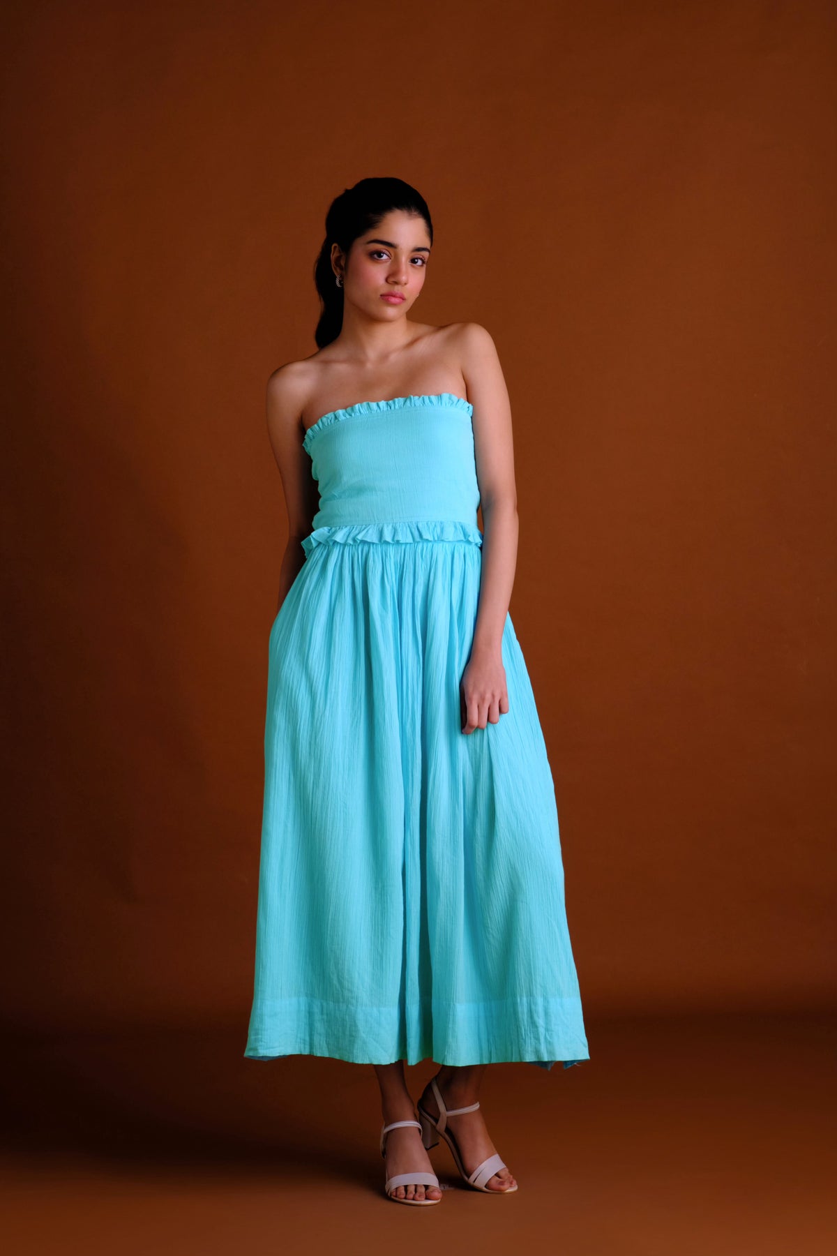 Essie Skirt Set - Aqua Blue Tube Top and Skirt Set