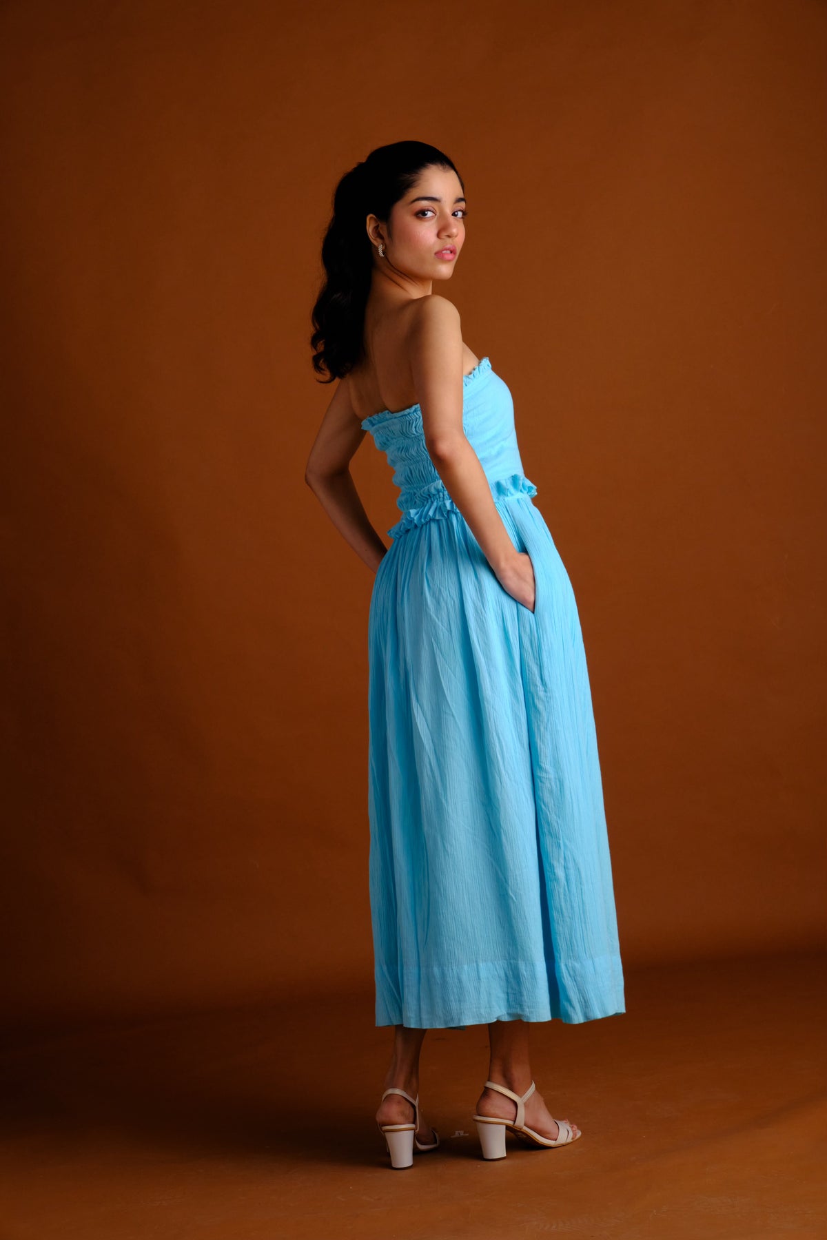 Essie Skirt - Aqua Blue Midi Flared Skirt