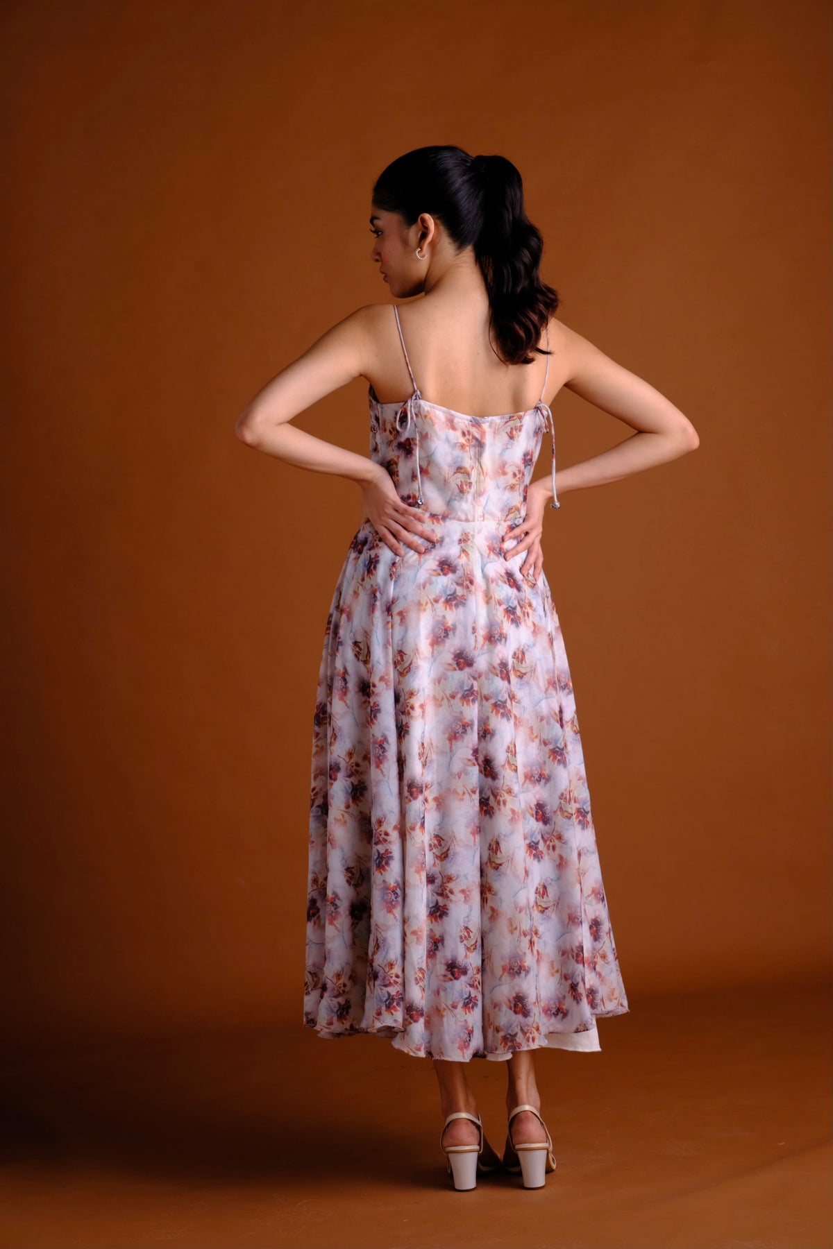 Hazel Dress - Floral Printed Embroidered Midi Dress